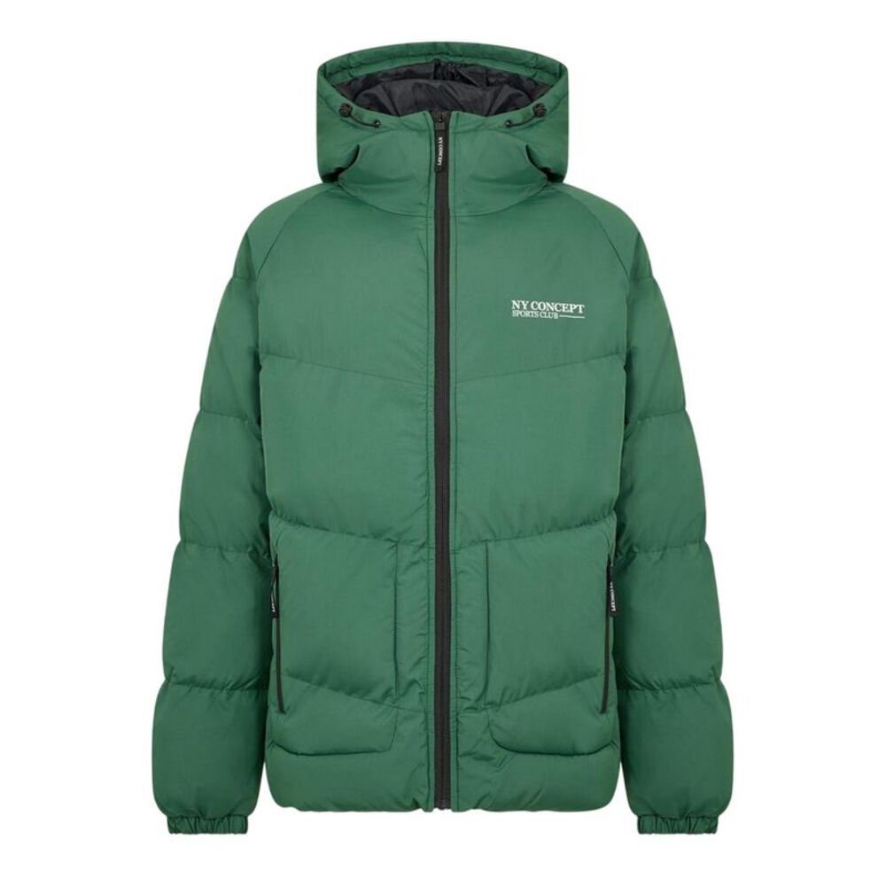NYC Mens Patterned  Puffer Jacket / Green